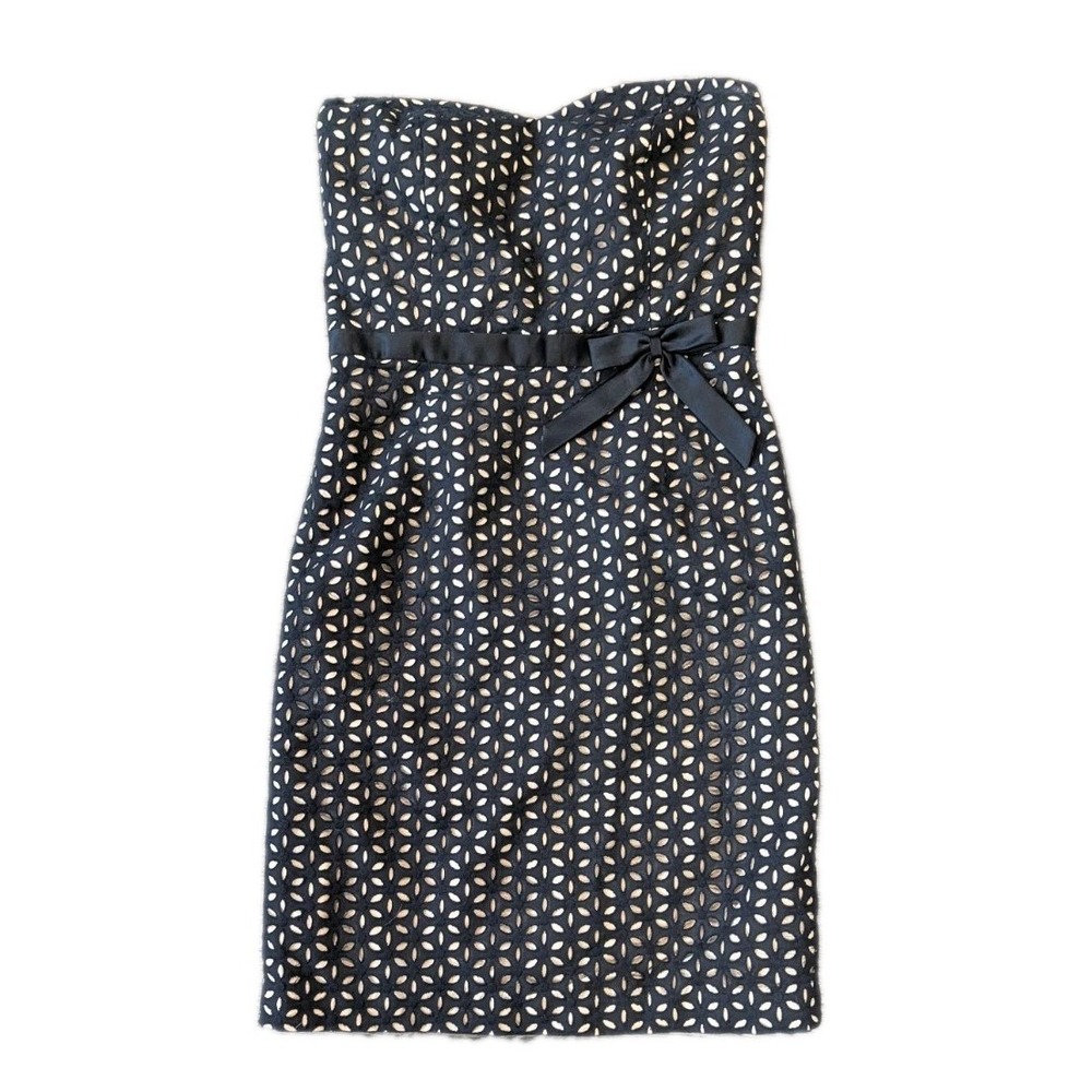 Spenser Jeremy A Line Dress 8‎ Black Overlay Eyelet Bow Cocktail Straps Missing